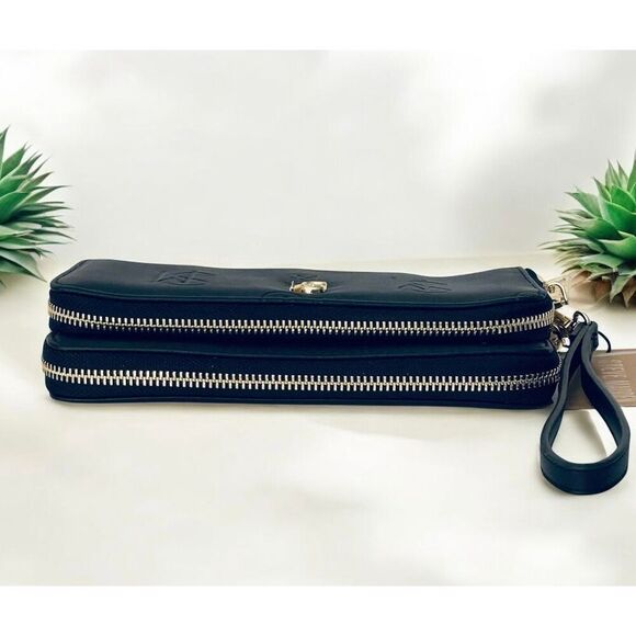 NWT Steve Madden Gorgeous BBENNI Black & Gold Zip All Around Wristlet Wallet - Picture 13 of 16